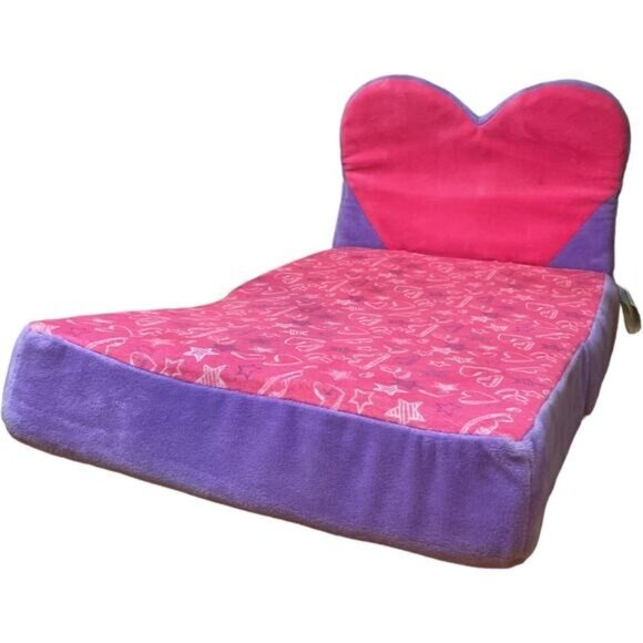 BAB Build A Bear Pink Purple Love Heart Arm Chair Fold Down Bed - Picture 10 of 10
